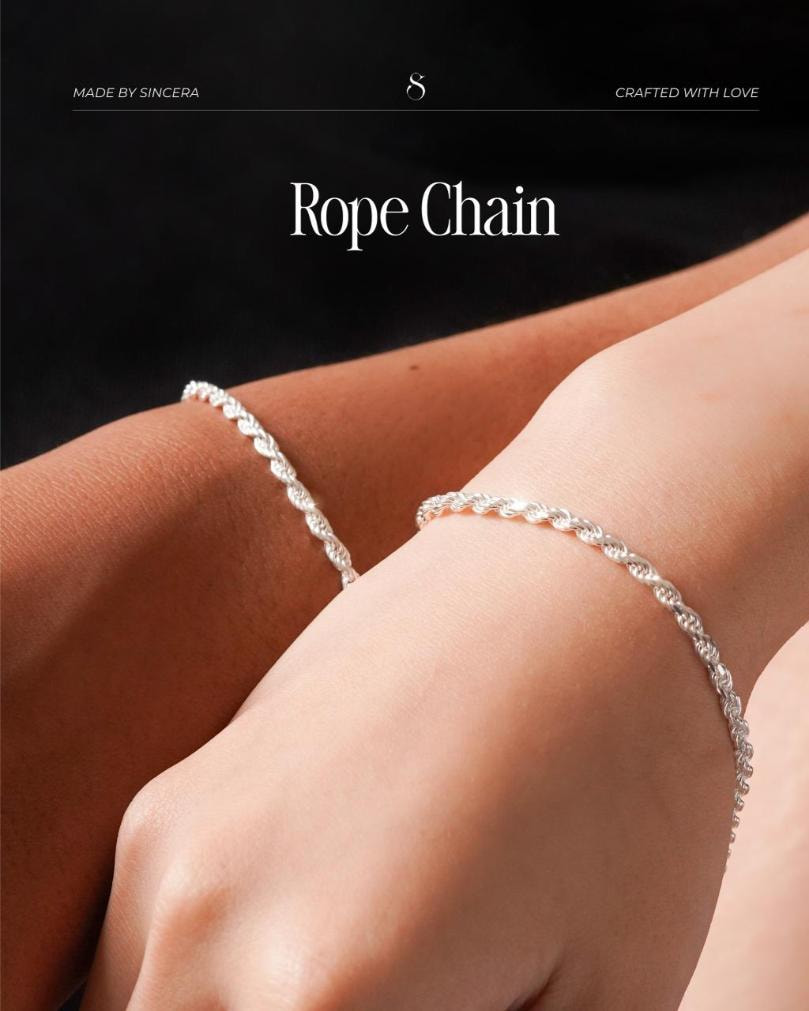 Lắc Bạc S925 Sincera Rope Chain 1