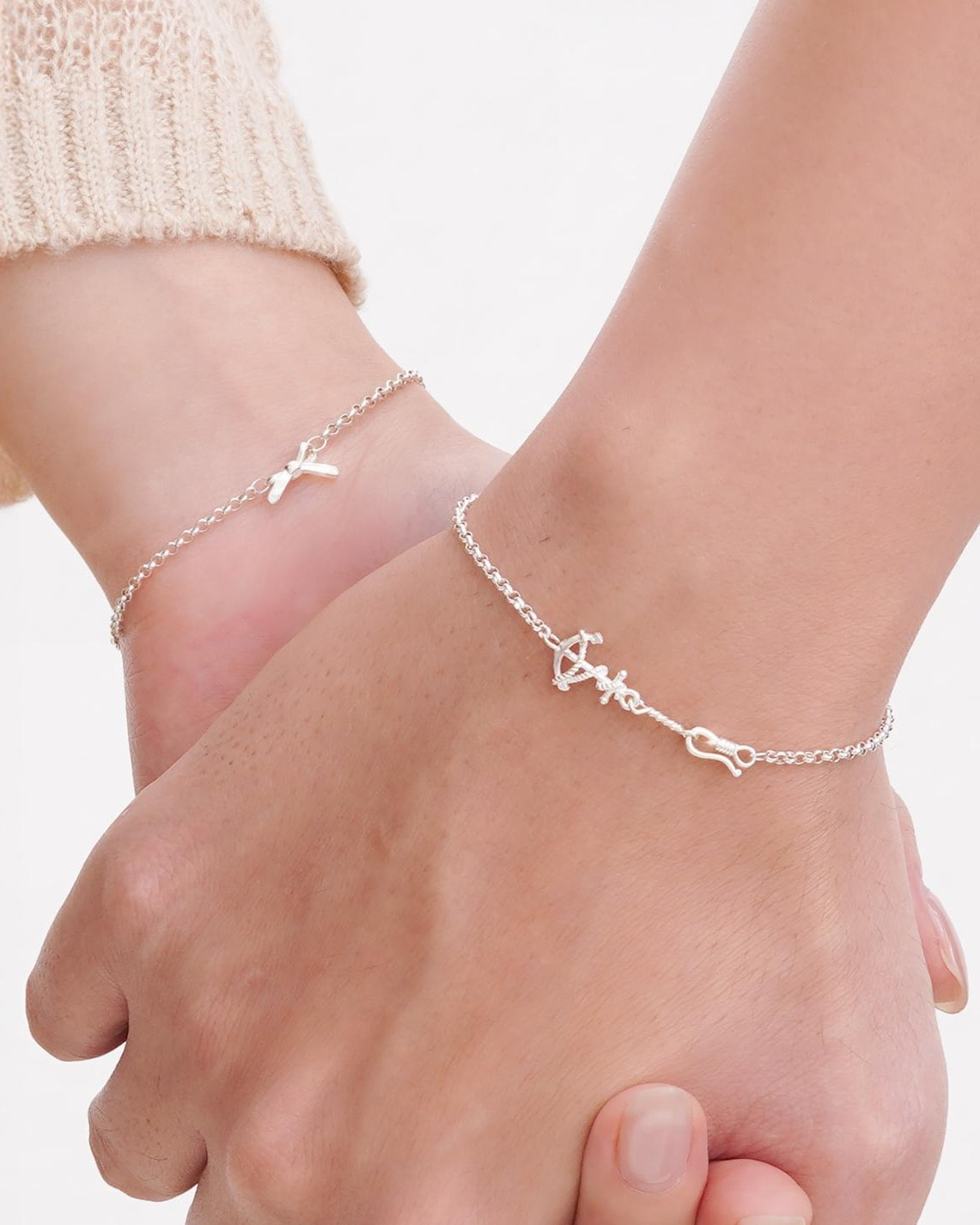 Vòng Tay Sincera Rolo Charm Anchor x Bowtie | Bạc s925 1