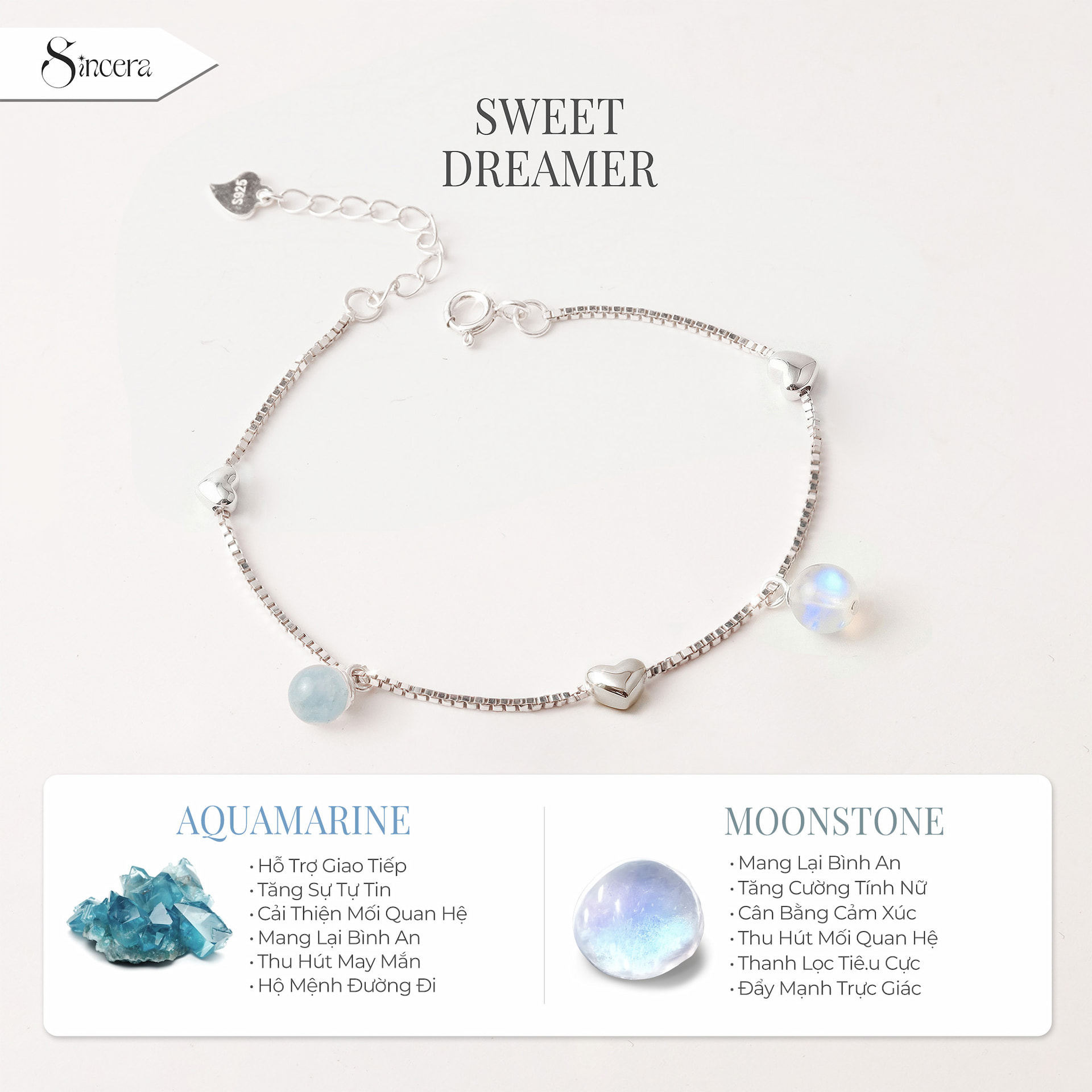 Vòng Tay Sincera Sweet Dreamer | Bạc s925 Mix Đá 1