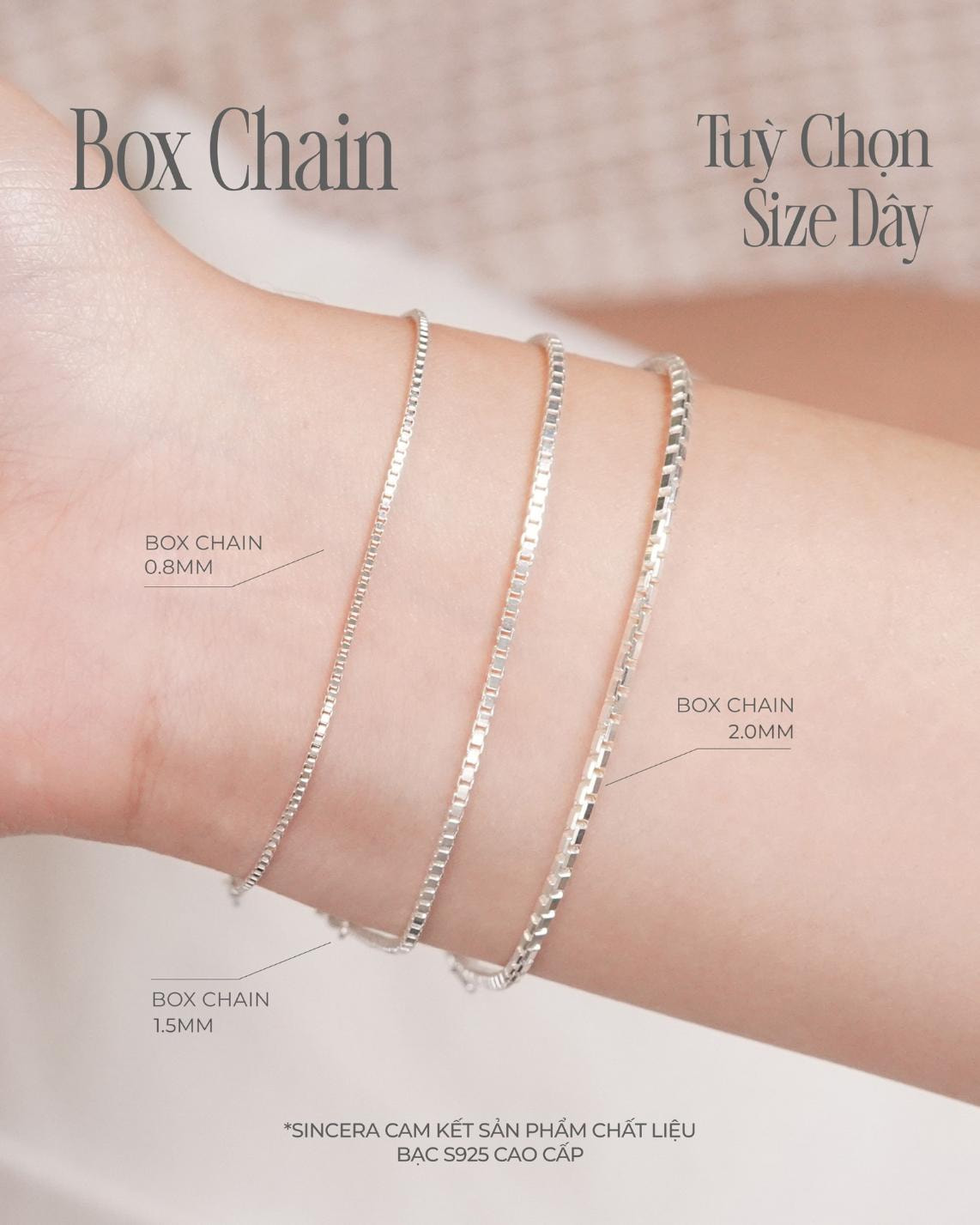 Lắc Bạc s925 Sincera Box Chain 2